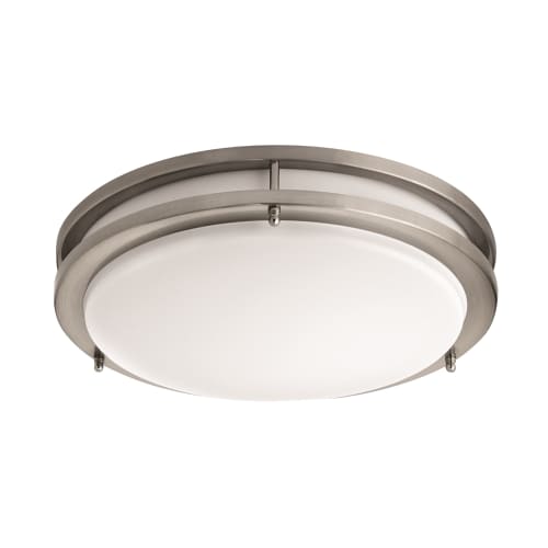 Energy Efficient Flush Mount Ceiling Light, 17"W x 5"H, Brushed Steel